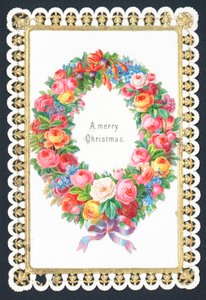 Weihnachtsblumenkranz, Weihnachtskarte von English School