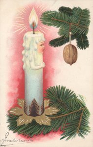 Weihnachtskarte mit einer Weihnachtsbaumkerze von English School