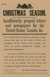 Weihnachtspost-Benachrichtigung im Auftrag des Postmeisters, 9. Dezember 1890