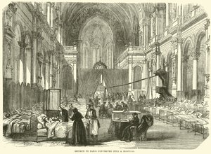 Kirche in Paris in ein Krankenhaus umgewandelt, November 1870 von English School