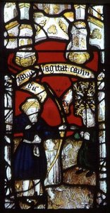Kirchenfenster, das Kain zeigt, der von Lamech erschossen wird von English School