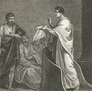 Cicero beschuldigt Catiline im Senatshaus von English School