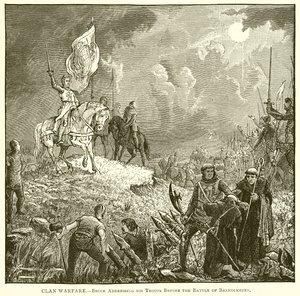 Clan-Kriegsführung.--Bruce spricht zu seinen Truppen vor der Schlacht von Bannockburn von English School
