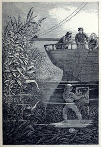 Reinigung der Schraube, aus Unter den Wellen oder Tauchen in tiefen Gewässern, veröffentlicht 1887