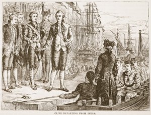 Clive verlässt Indien, Illustration aus Cassells Illustrierter Geschichte Indiens von James Grant, veröffentlicht 1879