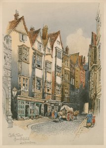 Cloth Fair, Smithfield, London, Aquarellskizze von English School