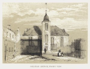College Kirche, Vorderansicht (Stich) von English School