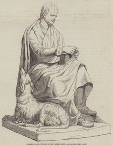 Kolossale Marmorstatue von Sir Walter Scott, Baronet (Gravur) von English School