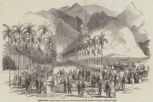 Beginn der Arbeiten der Petropolis-Eisenbahn durch den Kaiser von Brasilien von English School
