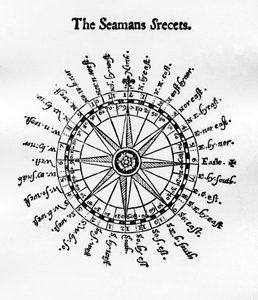 Kompass, Illustration aus The Seamans Secrets von John Davis, veröffentlicht 1594 von English School