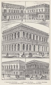 Conservative Club House, Athenaeum Club House, Carlton Club House, United Service Club House, Army and Navy Club House (Stich) von English School