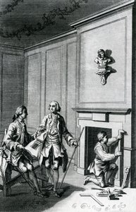 Bau eines Kaminbrusts (Stich) von English School