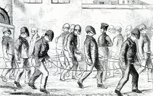 Sträflinge beim Üben im Pentonville-Gefängnis, aus 