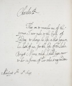 Kopie eines Briefes von Charles II., 1648