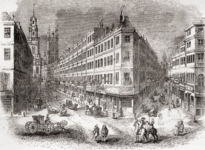 Cornhill, The Exchange und Lombard Street, London, England Mitte des 19. Jahrhunderts, aus Old England: A Pictorial Museum, veröffentlicht 1847