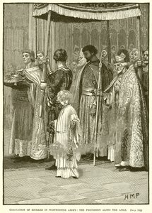 Krönung von Richard in der Westminster Abbey: Die Prozession entlang des Ganges von English School