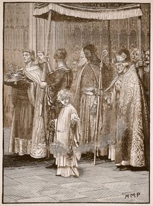 Krönung von Richard in der Westminster Abbey: die Prozession entlang des Ganges, Illustration aus Cassells Illustrierter Geschichte Englands von English School