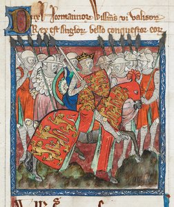 Wilhelm der Eroberer reitet mit seinen Soldaten, 