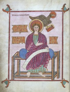 St. Johannes mit seinem Symbol, aus den Lindisfarne Evangelien, 710-721 von English School