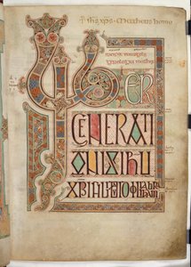 Incipit-Seite zum Evangelium des Hl. Matthäus mit verzierten Buchstaben 
