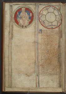 Cotton MS Claudius D VI, f.5v: Beschreibung der sieben Königreiche der angelsächsischen Heptarchie von English School