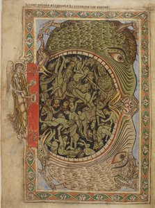 Cotton Nero C IV f.39 Die Kiefer der Hölle von einem Engel verschlossen, aus dem Psalter von Heinrich von Blois, ca. 1121-61 von English School