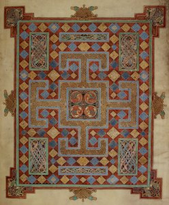 Cotton Nero D. IV, f.138v Teppichseite, die das Lukasevangelium einführt, aus den Lindisfarne Gospels, 710-21 (Pergament) von English School
