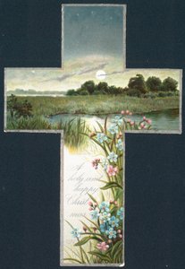 Landschaftsszene im Kreuz, Weihnachtskarte von English School