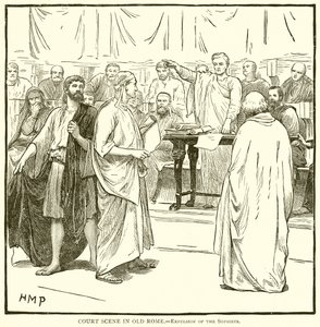 Gerichtsszene im alten Rom.—Vertreibung der Sophisten von English School