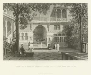 Hof eines türkischen Landhauses, Salahyeh, nahe Damaskus, 1837 von English School
