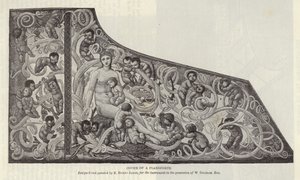Deckel eines Klaviers, entworfen und gemalt von Edward Burne-Jones von English School