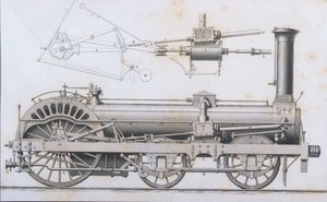 Cramptons Dampflokomotive aus der Enzyklopädie der nützlichen Künste & Manufakturen, herausgegeben von Charles Tomlinson, ca. 1880er Jahre