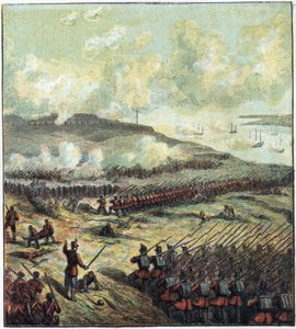 Krimkrieg (1853-1856): die Schlacht von Inkermann am 5.11.1854 zwischen Russland und der britisch-französisch-türkischen Koalition, die gewann. Die Schlacht von Inkermann von English School