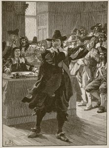 Cromwell spricht das letzte Mal vor dem Langen Parlament, Illustration aus Cassells Illustrierter Geschichte Englands von English School