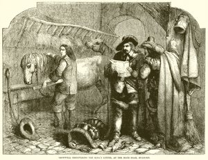 Cromwell entdeckt den Brief des Königs im Blue Boar, Holborn von English School