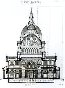 Querschnitt, Blick nach Osten, der St. Pauls Kathedrale