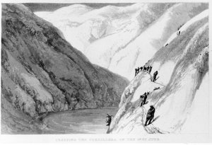 Überquerung der Cordillera am 1. Juni, aus Travels in South America von Alexander Caldcleugh, 1825 von English School