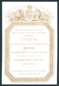 Cullum, Buchdrucker und Kupferstecher, Visitenkarte
