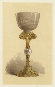 Becher oder Kelch, in orientalischem Onyx, montiert in emailliertem Gold von English School