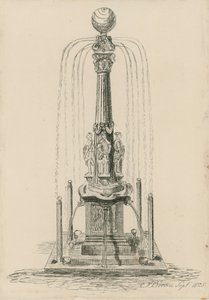 Kuriose Sonnenuhr und Brunnen von English School