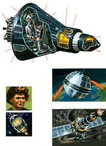 Schnittansicht des Mercury-Raumschiffs von English School