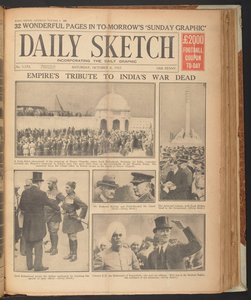 Daily Sketch, zeigt Rudyard Kipling in Neuve Chapelle, 8. Oktober von English School
