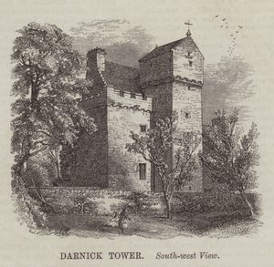 Darnick Tower, Südwestansicht (Gravur) von English School