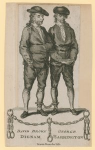 David Brown Dignam und George Barrington, nach dem Leben gezeichnet von English School