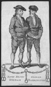 David Brown Dignam und George Barrington, Illustration aus dem London Magazine, Mai 1777