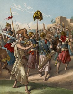 David kehrt von der Schlacht gegen die Philister zurück von English School