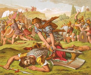 David erschlägt den Riesen Goliath von English School