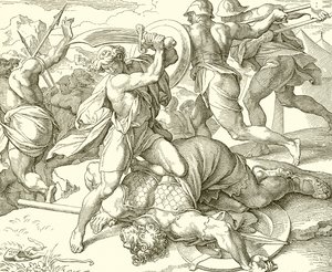 David erschlägt Goliath von Gat von English School