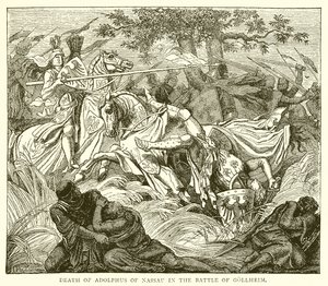 Tod von Adolf von Nassau in der Schlacht bei Göllheim von English School