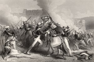 Tod von Brigadegeneral Adrian Hope beim Angriff auf das Fort von Roodmow, 15. April 1858, aus 